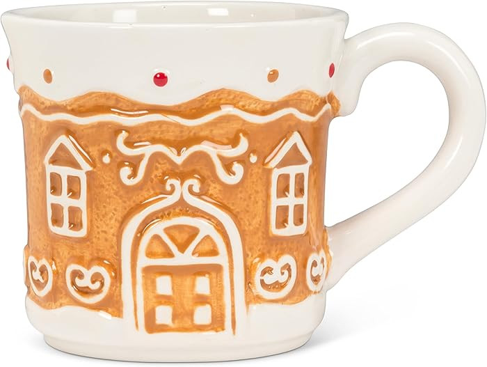 Abbott Collection Gingerbread House Mug - Ceramic Coffee Cup, Brown, 3.5 inches H (12oz) | Amazon (US)