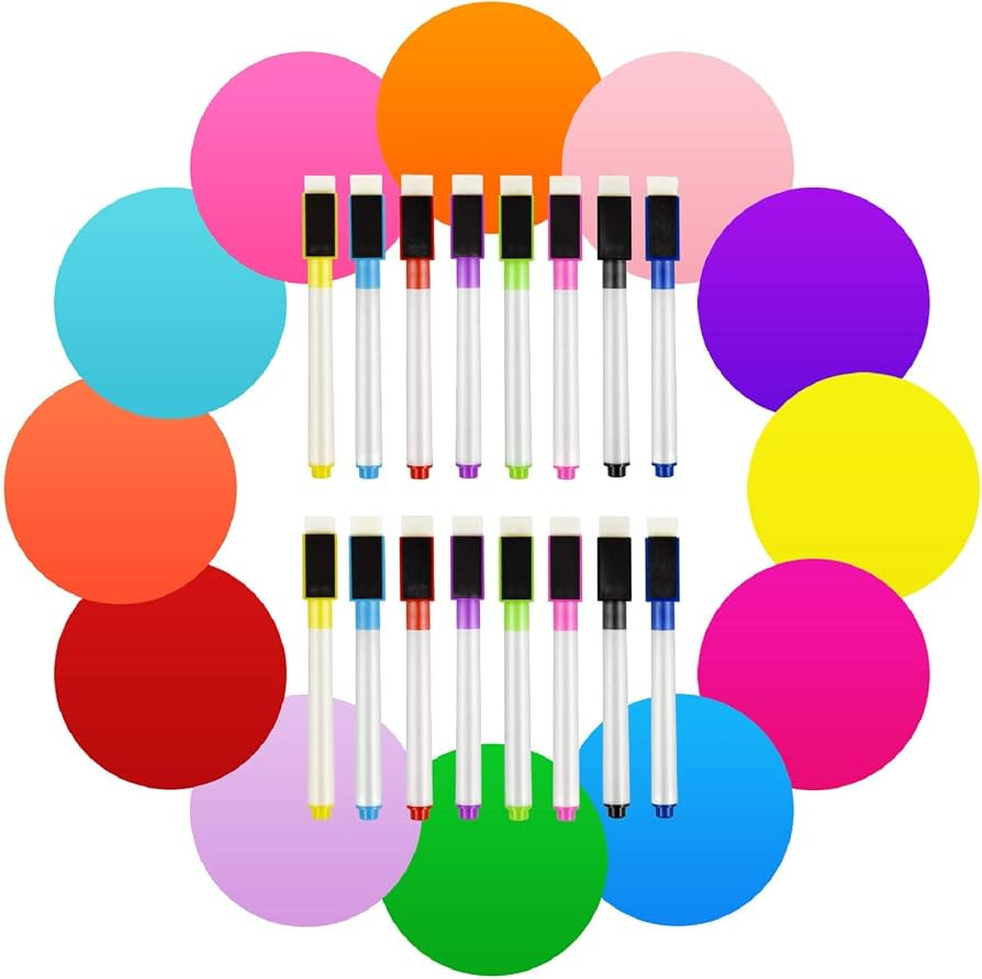 EAONE 11 inch Colorful Dry Erase Dots Circles for Table Whiteboards 12 Pack, Removable Vinyl Stic... | Amazon (US)