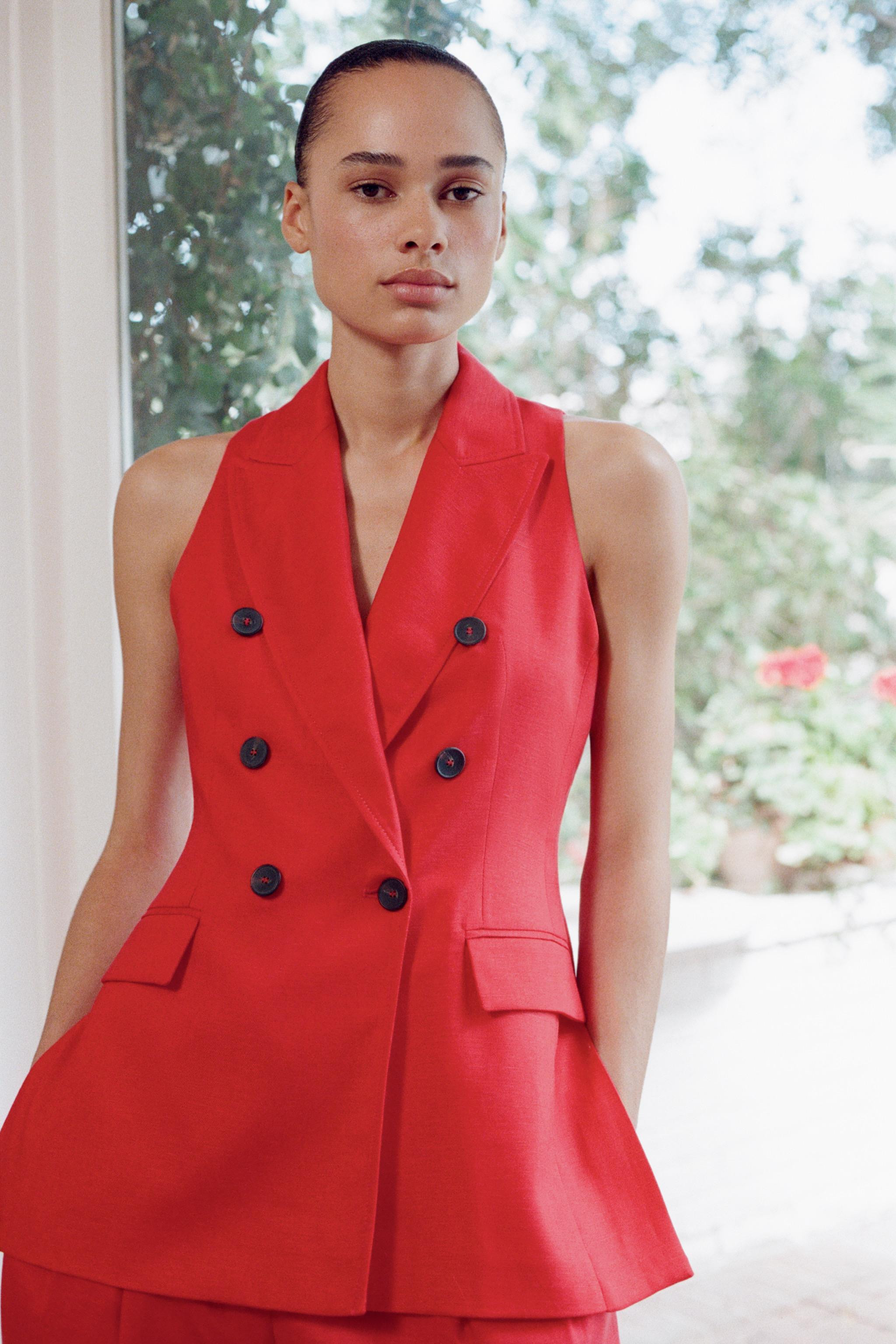 LINEN BLEND DOUBLE-BREASTED WAISTCOAT | Zara UK