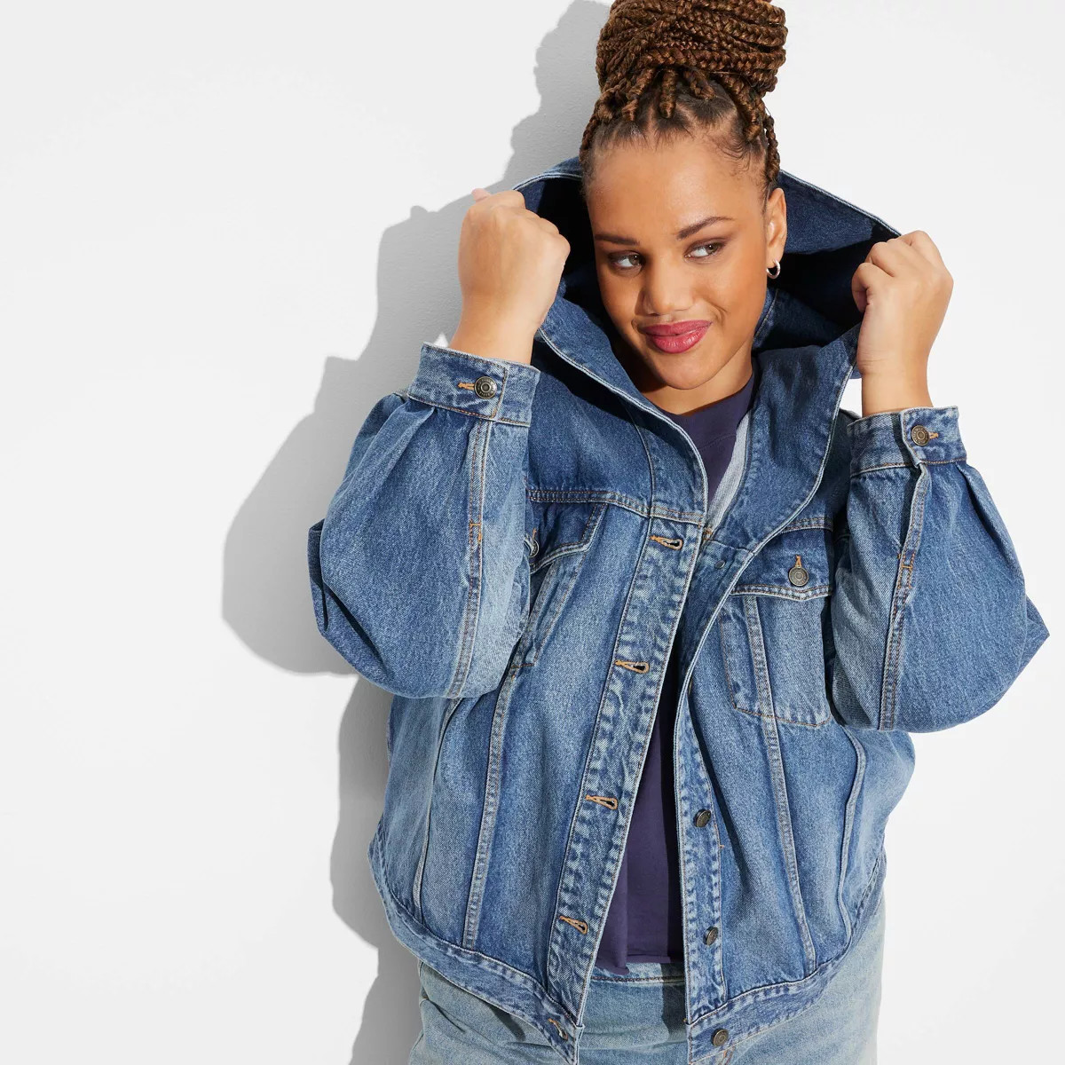 Women's Oversized Hooded Jean Jacket - Wild Fable™ | Target