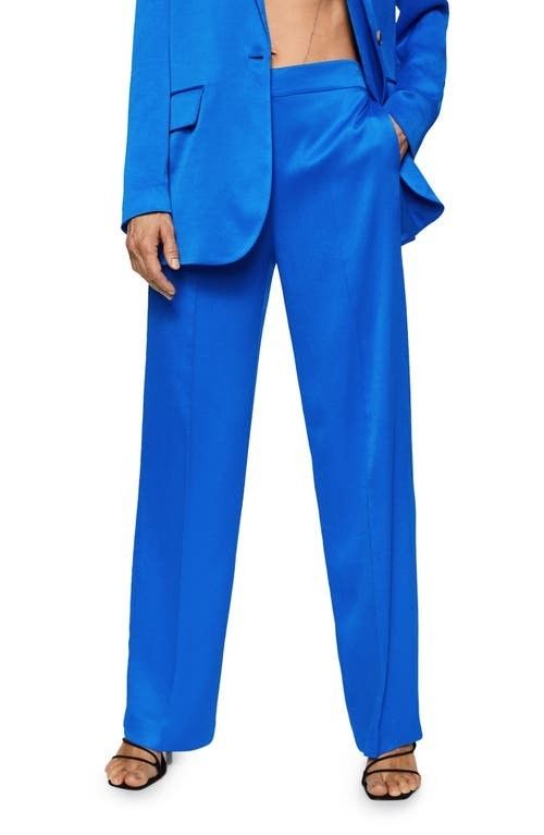 MANGO Flowy Satin Suit Pants in Blue at Nordstrom, Size X-Small | Nordstrom