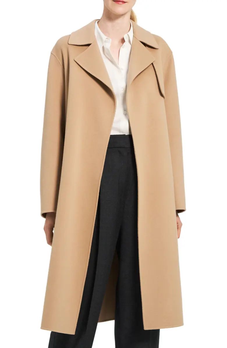 Theory Longline Wool & Cashmere Wrap Trench Coat | Nordstrom | Nordstrom