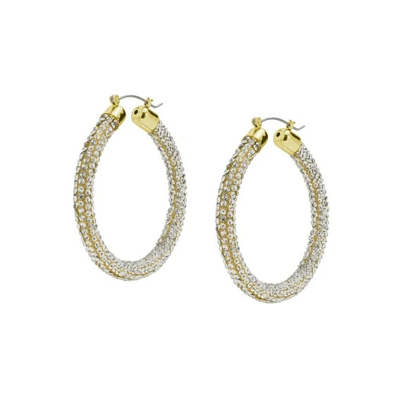 Madden NYC Women's Gold Pavé Hoop Earrings | Walmart (US)