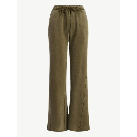 Scoop Women’s and Women's Plus Mineral Washed Fleece Flare Leg Sweatpants, Sizes XS-4X | Walmart (US)