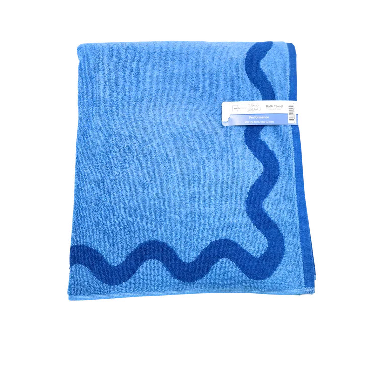 Mainstays by Becky G. & Alejandra 100% Cotton Performance Bath Towel, Blue Scallop | Walmart (US)