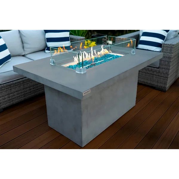 24.5'' H x 50'' W Concrete Propane Outdoor Fire Pit Table | Wayfair North America