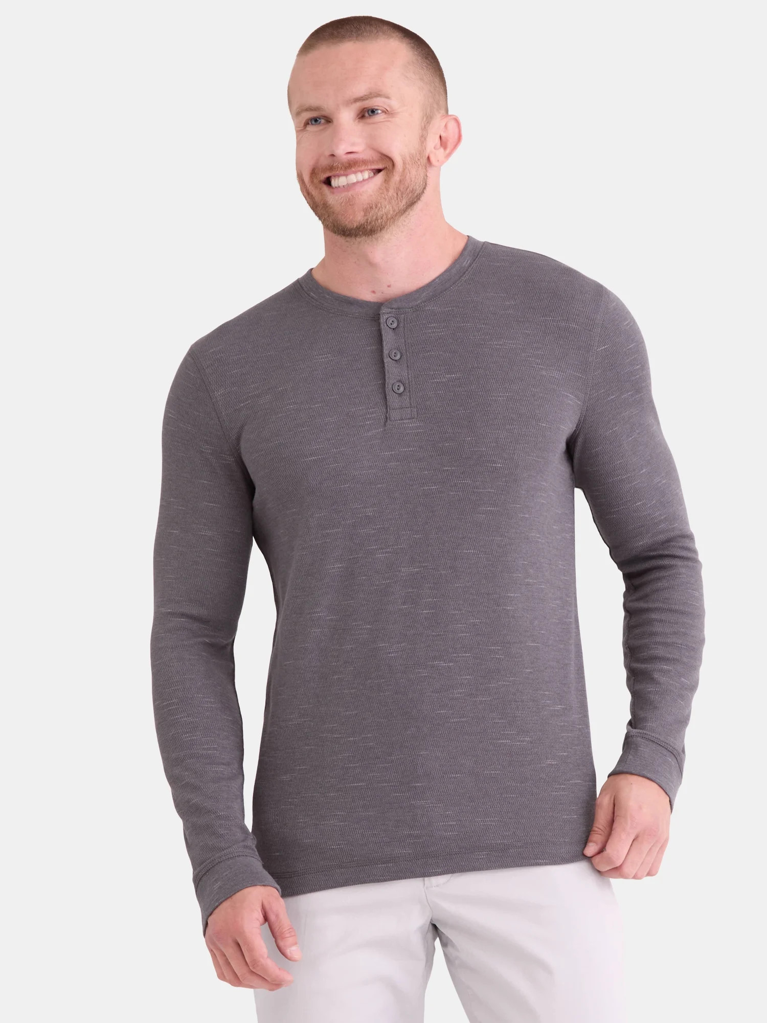 George Men's and Big Men's Slub Thermal Henley Shirt, Sizes XS-3XL | Walmart (US)
