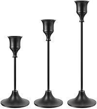 NLBTW Matte Black Candle Stick Candle Holder Set of 3, NLBTW Taper Candlestick Holders Vintage Fe... | Amazon (CA)