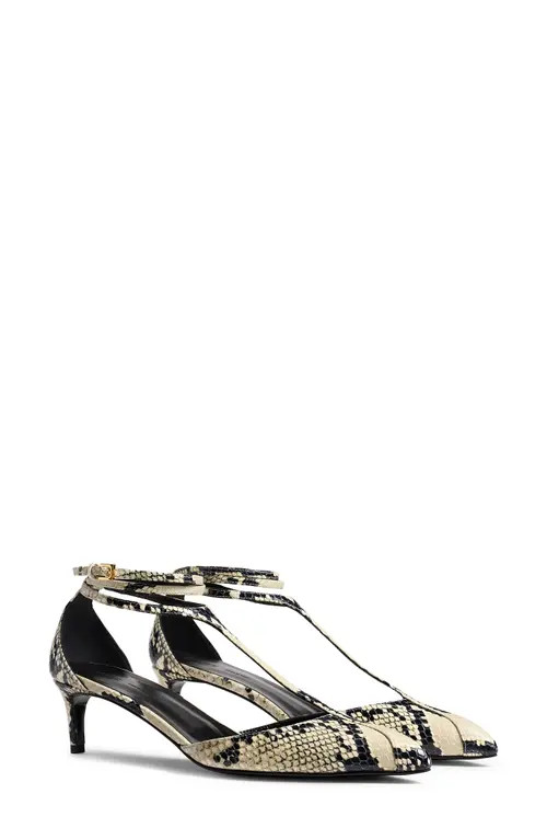 Khaite Mia Kitten Heel Pointed Toe T-Strap Pump in Natural at Nordstrom, Size 7.5Us | Nordstrom