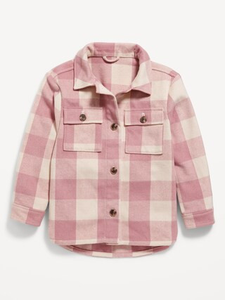 Oversized Soft-Brushed Plaid Tunic Shacket for Girls | Old Navy (CA)