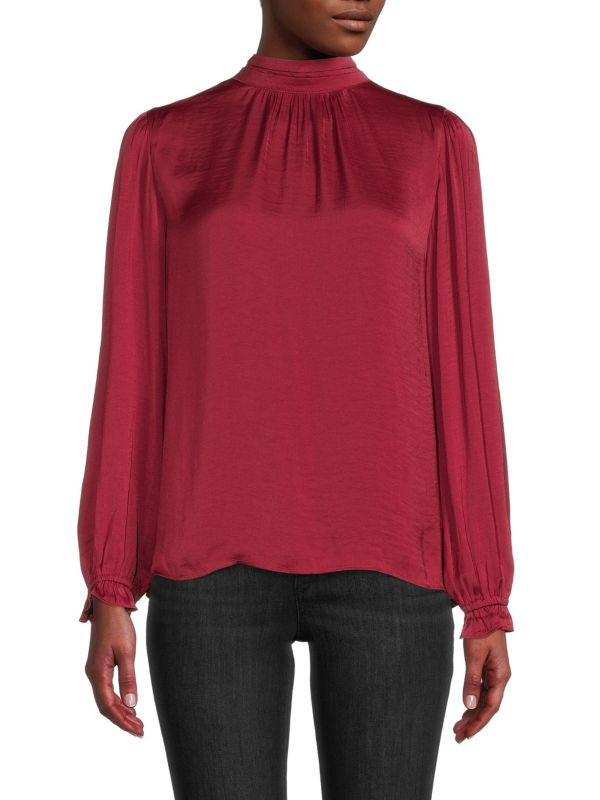 Mockneck Satin Blouse | Saks Fifth Avenue OFF 5TH