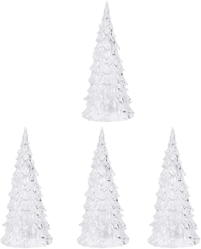 Uonlytech 4pcs Mini Lighted Christmas Tree LED Acrylic Christmas Tree Color Changing Tabletop Xma... | Amazon (US)