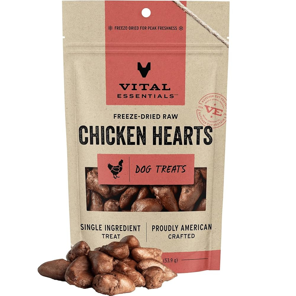 Vital Essentials Chicken Hearts Dog Treats, 1.9 oz | Freeze-Dried Raw | Single Ingredient | Premi... | Amazon (US)