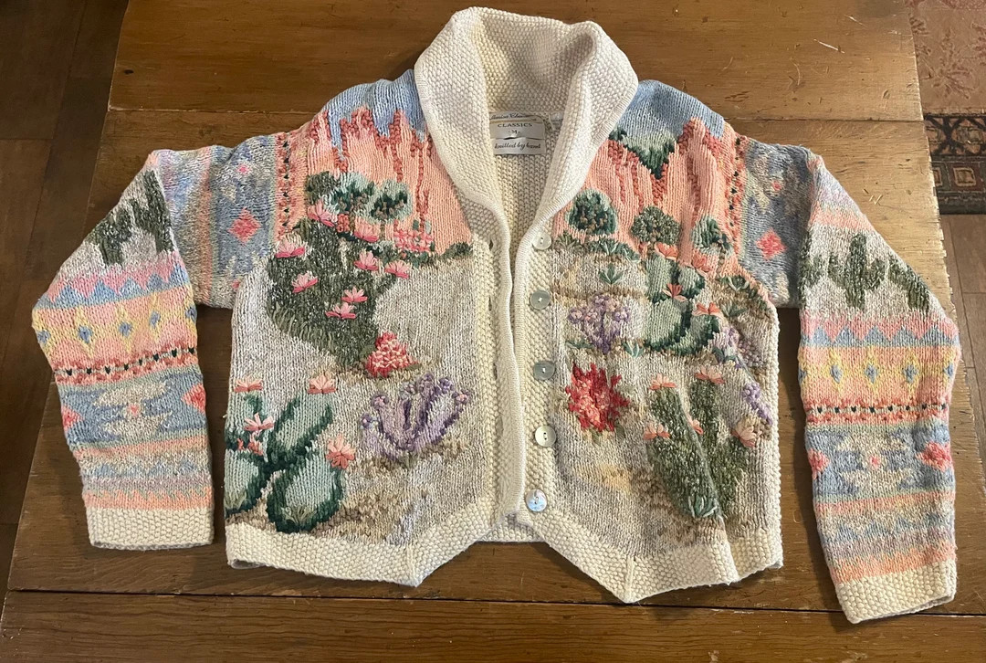 Vintage Hand Knitted Cactus Sweater by Marisa Christina - Etsy | Etsy (US)
