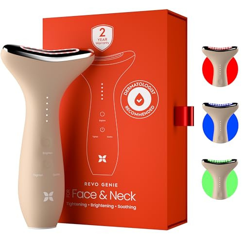 REVO Genie | Face & Neck Beauty Massager with Ultra Powerful LEDs for Wrinkles, Fine Lines, Puffy Skin, Uneven Skin Tone, Lymphatic Drainage, Lifting & Firming Facial Sculpting Tool with Light Therapy | Amazon (US)