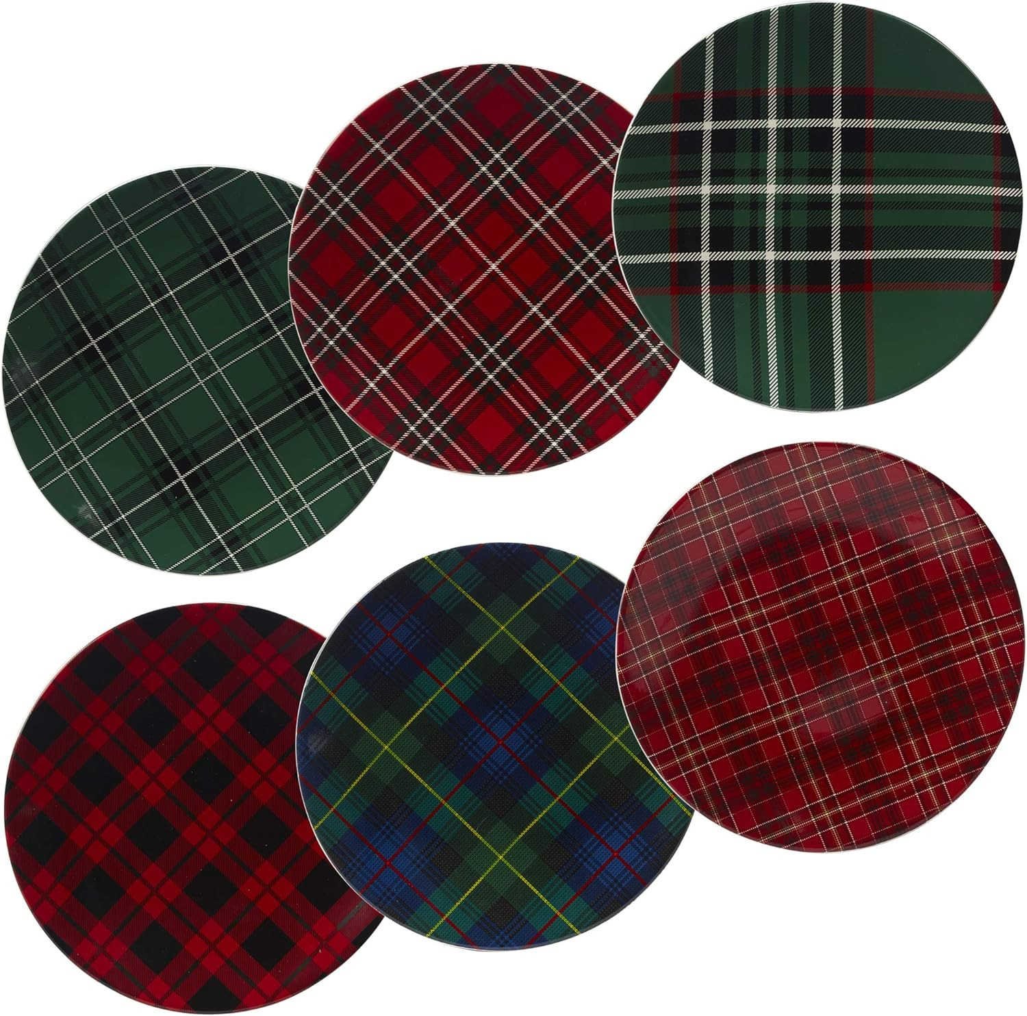Certified International 22925SET6 Christmas Plaid 10.75" Dinner Plate, Set of 6 Assorted Designs,... | Amazon (US)