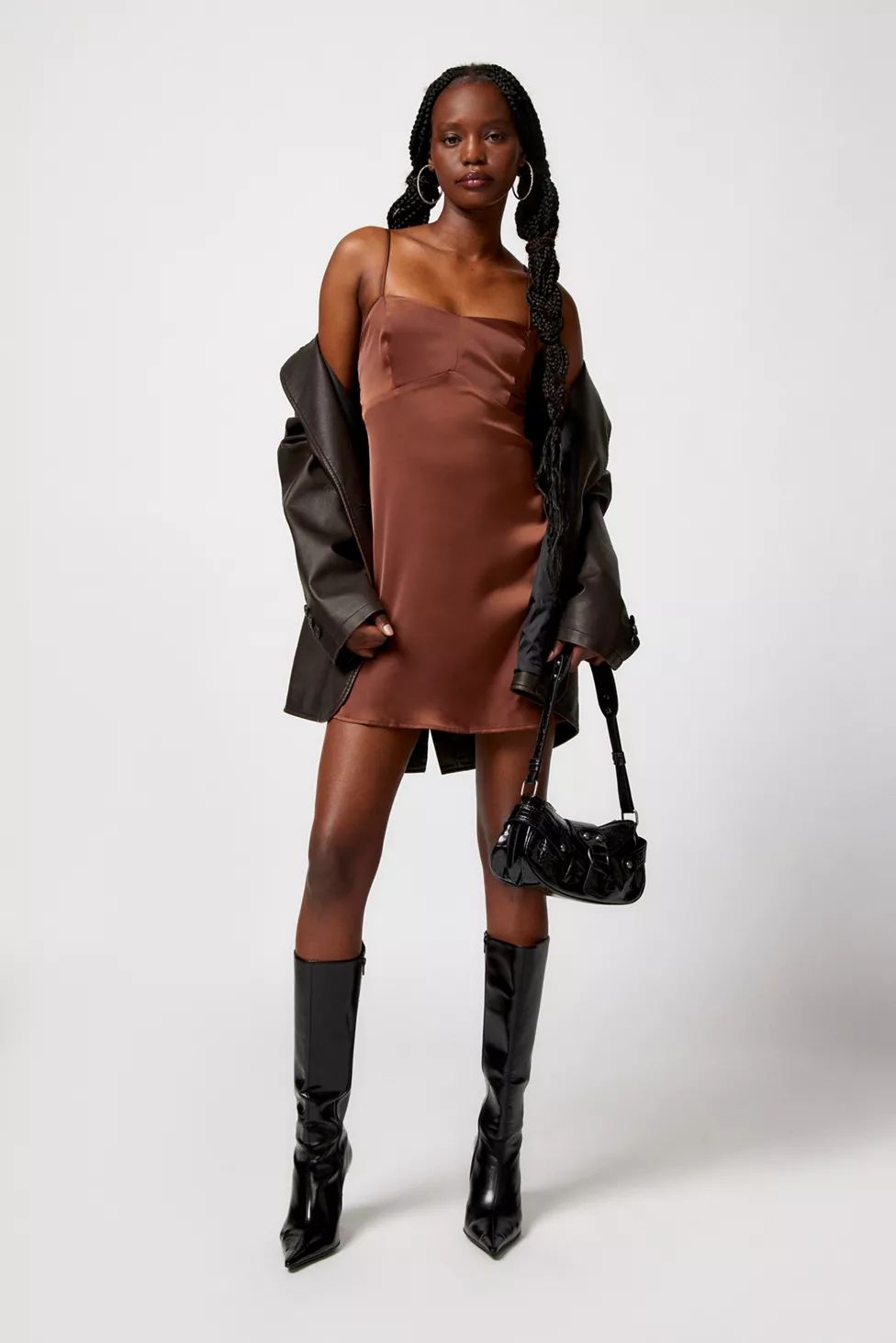 UO Bella Bow-Back Satin Mini Dress | Urban Outfitters (US and RoW)
