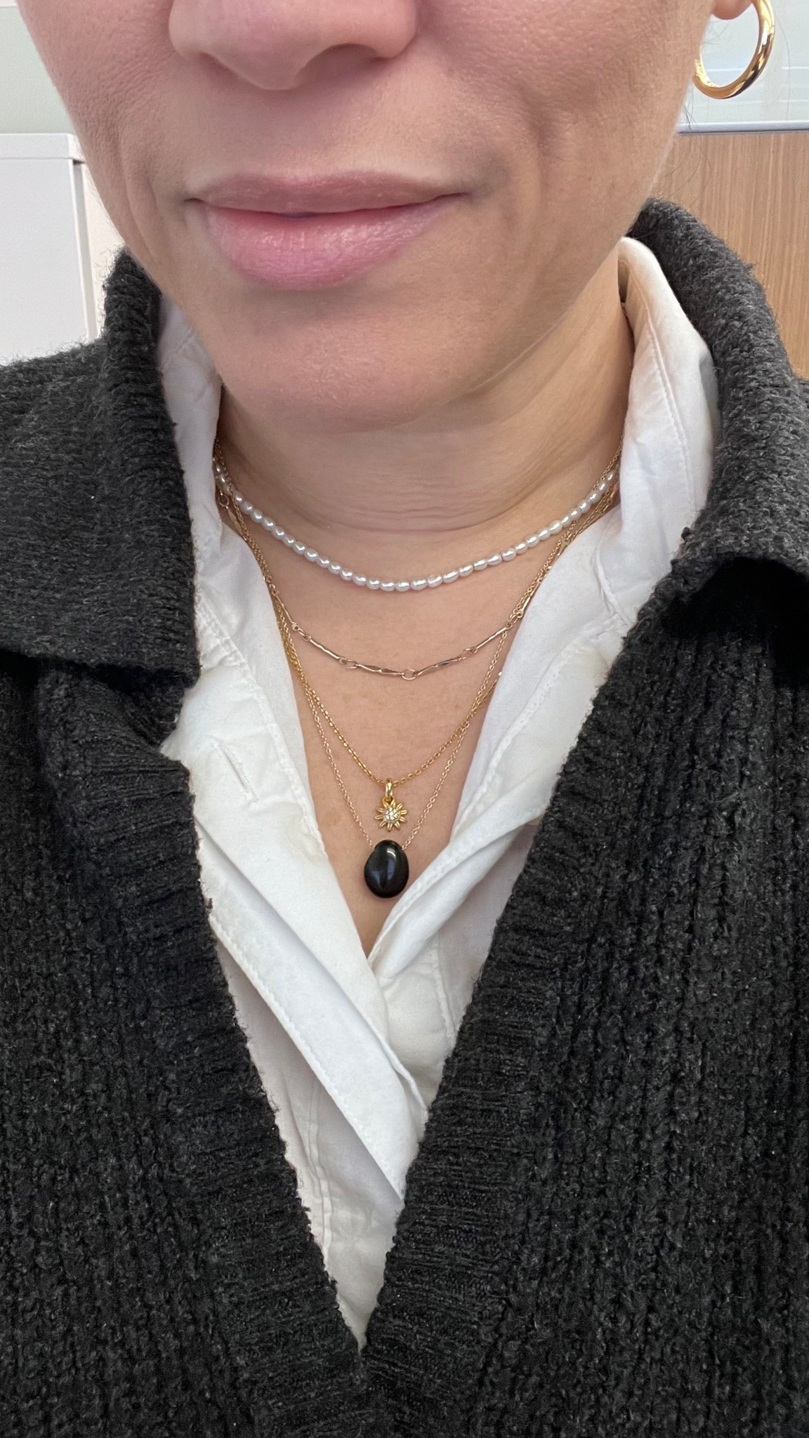 Necklace stack of the day.

Mini pearls from Mejuri and the oh so chic mini pebble pendant from Ana Luisa.

#LTKootd #LTKWorkwear #LTKOver40