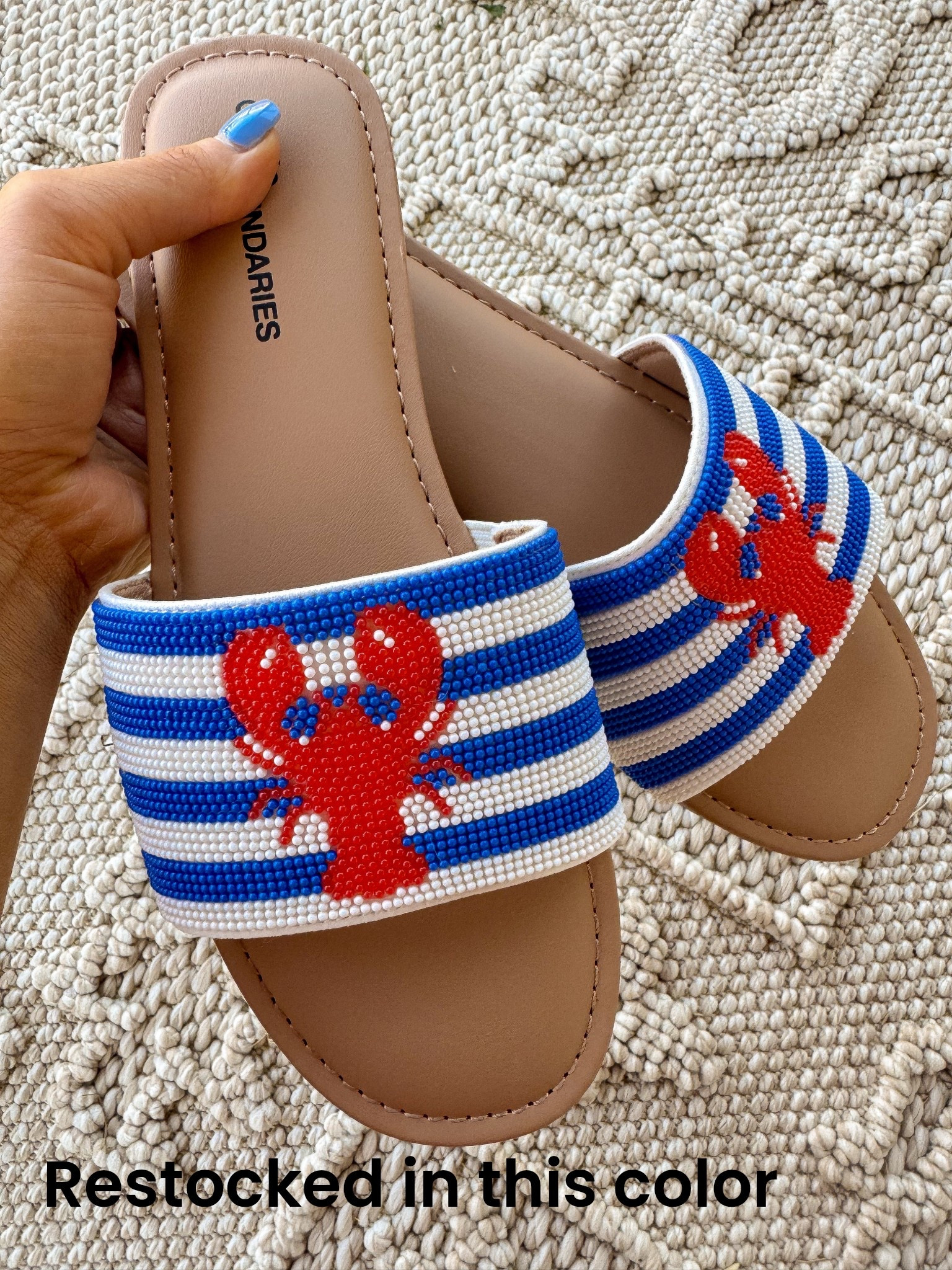 These Walmart beaded sandals 😍🐚 under $25 and they are FLYING every time they restock!! This blue stripe + red lobster combo is so fun for summer, beach trips, and coastal outfits 🦞💙

The beaded detail looks so high-end and they’re actually comfortable for everyday wear 🙌🏼 They just got restocked in this color and I would not wait—these have been selling out lightning fast and will go again!!

Perfect with dresses, denim, or all your summer outfits ☀️

#walmartfashion #walmartfinds #sandalszn #beadedsandals #summerstyle #coastalstyle #beachoutfits #affordablefashion #budgetstyle #walmartstyle #summeroutfits #vacationstyle

#LTKTravel #LTKSwim
