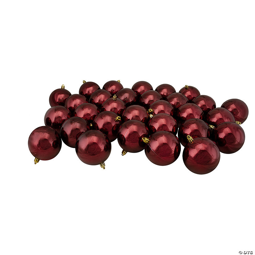 Northlight 32ct Burgundy Red Shatterproof Shiny Christmas Ball Ornaments 3.25" (82mm) | Oriental Trading Company