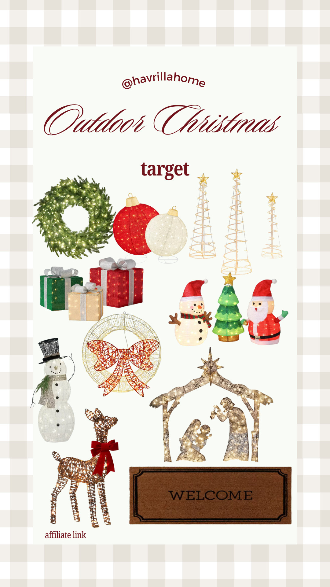 Target outdoor christmas decor, outdoor holiday decorations, lighted christmas figures, outdoor wreath target, christmas inflatables, outdoor reindeer decor, nativity set outdoor, outdoor holiday lights, christmas porch decor, target yard decorations, christmas pathway lights, outdoor ornament decor, holiday lawn decorations 

 

#LTKGiftGuide #LTKHoliday #LTKSeasonal
