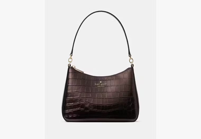 Kate Spade Margot Metallic Croc Embossed Convertible Shoulder Bag, Hot Fudge | Kate Spade Outlet