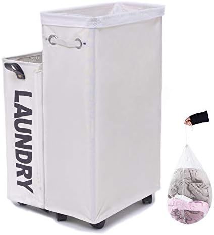 Laundry Hamper, Caroeas Rolling Laundry Basket Collapsible Tall Slim Laundry Hamper with Washable &  | Amazon (US)