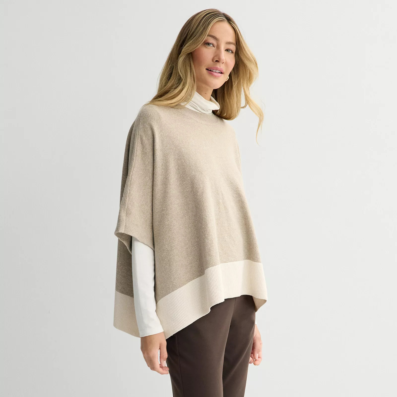 Women's Croft & Barrow® Polished Poncho Sweater, Size: Small/Medium, Muave Red | Kohl's