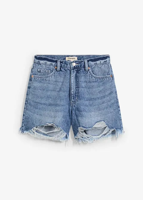 Hohe Jeans Shorts mit offenem Saum - blau, Regulär | bonprix | Bonprix DE