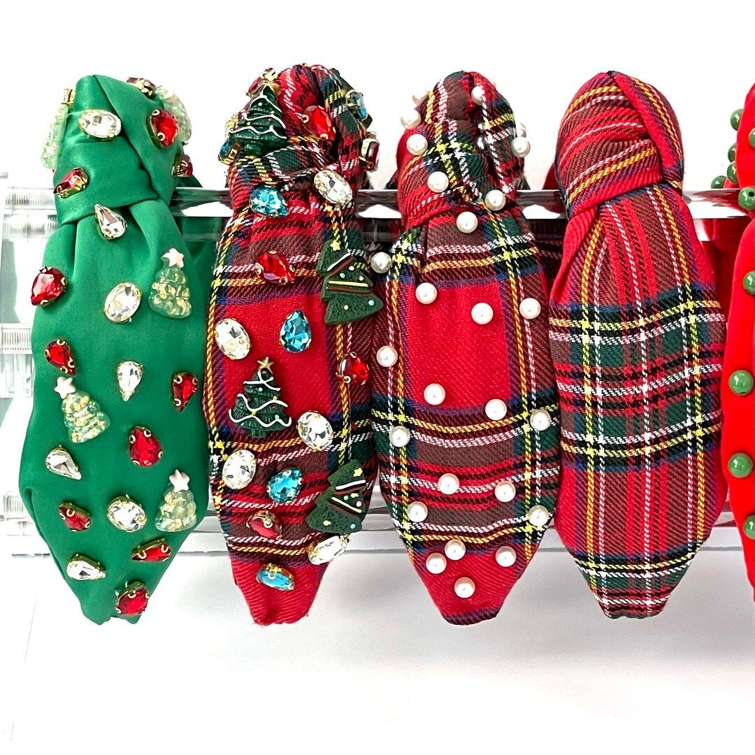 Christmas Headbands for Women Jeweled Knotted Headband - Etsy | Etsy (US)