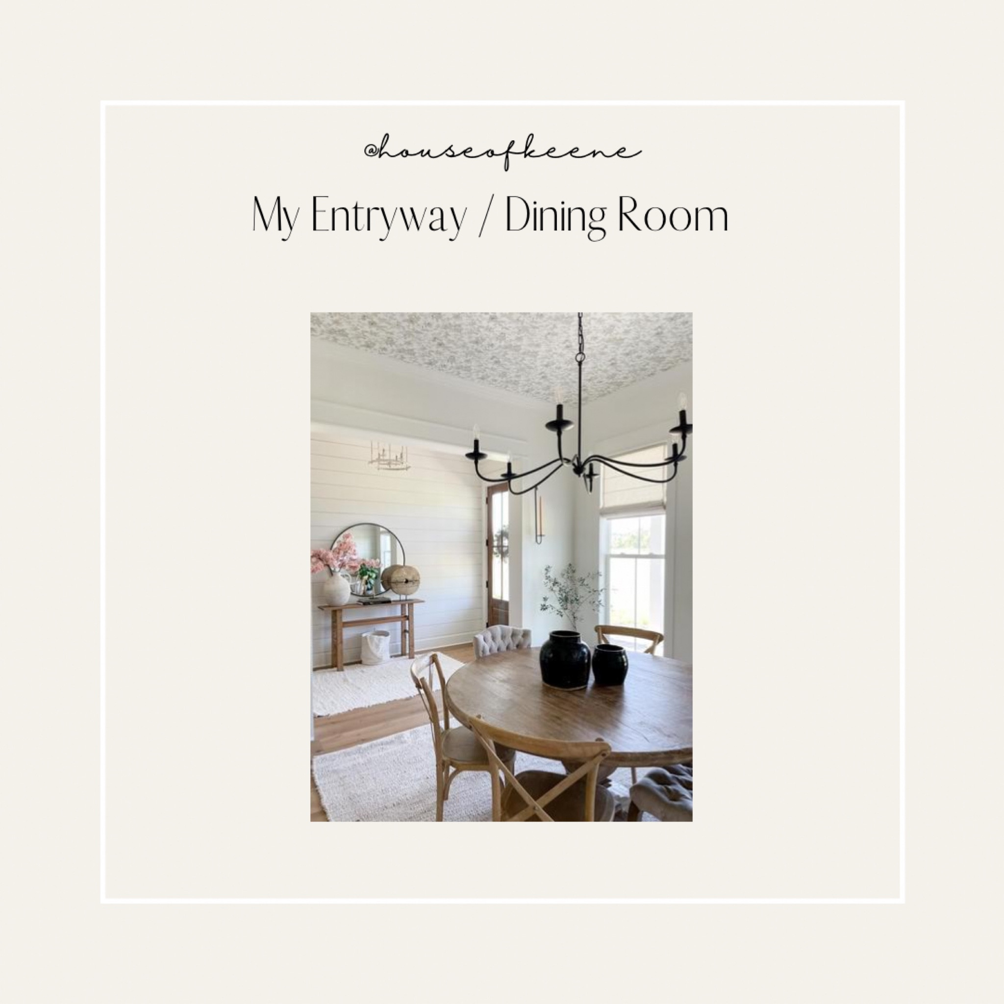 Dining Room & Entryway 

Table | Chairs | Mirror | Wallpaper | Console Table | Lighting | Chandelier 

#LTKhome #LTKsalealert