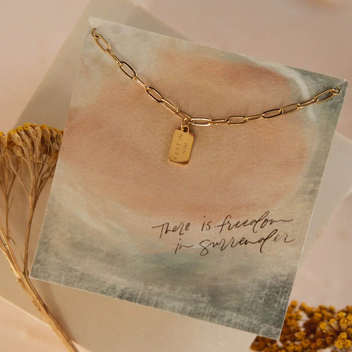Rest In Him Tag Necklace | Dear Heart