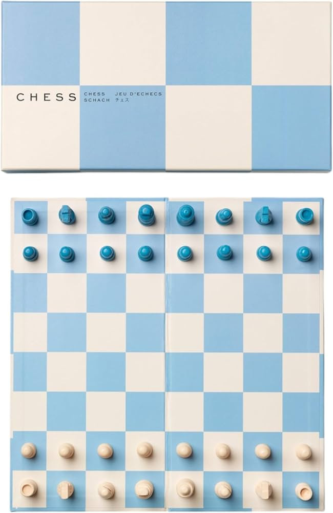 Printworks Play Chess – Blue Wooden Chess Set with Foldable Cardboard Board – Fun Coffee Tabl... | Amazon (US)
