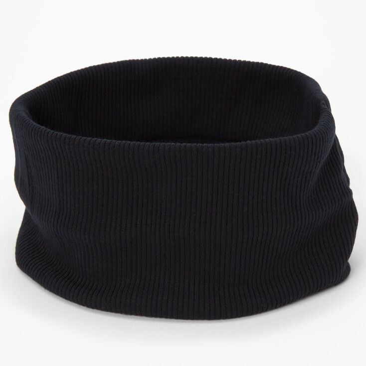 Black Flat Ribbed Headwrap | Claire's (UK)