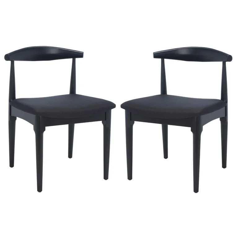 SAFAVIEH Lionel Retro Farmhouse Dining Chair, Black Body/Black Cushion, Set of 2 | Walmart (US)