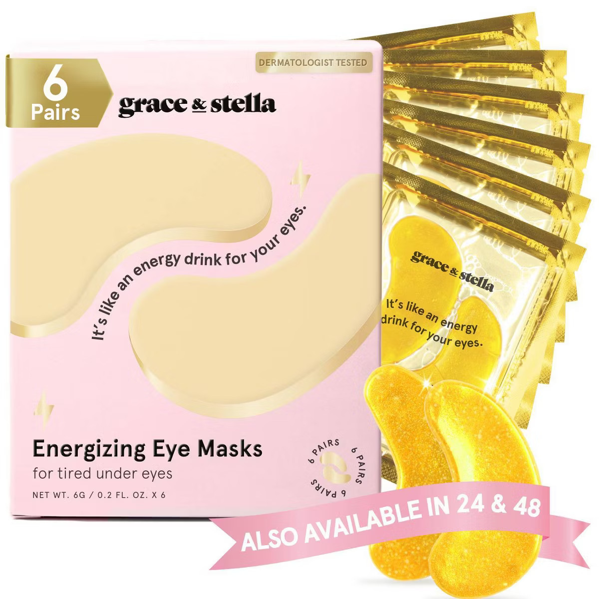 Grace & Stella Energizing Under Eye Mask - Gold - 6 Pair | Target