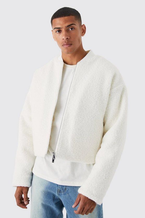 Boucle Textured Padded Bomber | boohooMAN (DE, IE & UK)