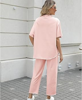 Women's Two Piece Outfits 3/4 Batwing Sleeve Capelet Crew Neck Pullover Top Wide Leg Pants Lounge... | Amazon (US)