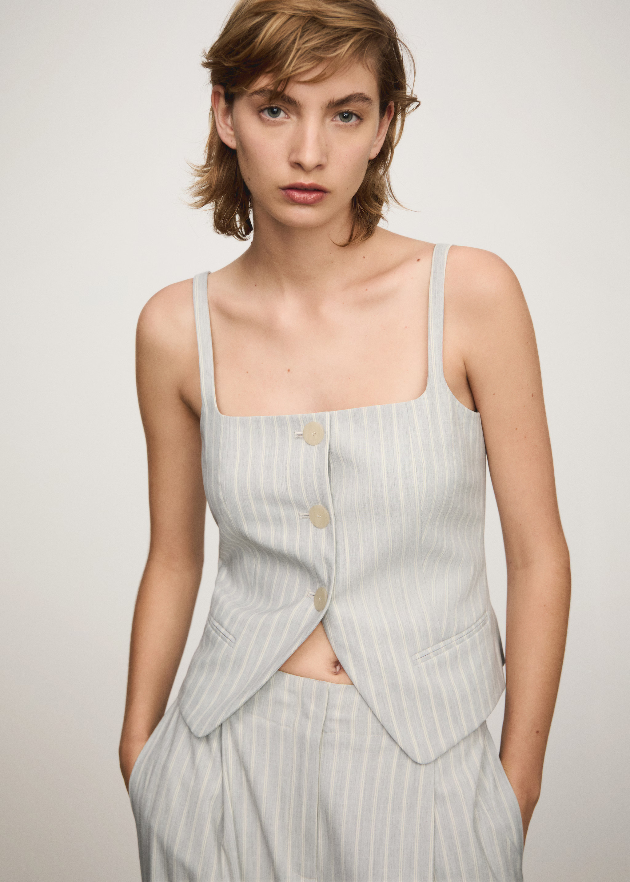 Striped vest with buttons - Woman | MANGO USA | MANGO (US)