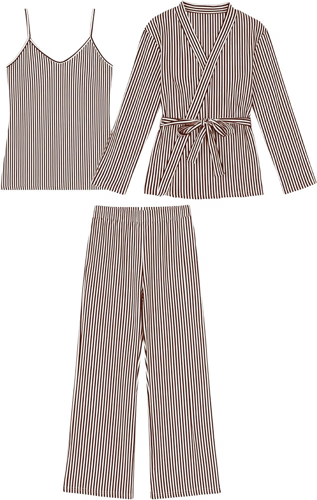 Tanming Womens Pj Sets 3 Piece Lounge Sets Striped Sleepwear | Amazon (US)