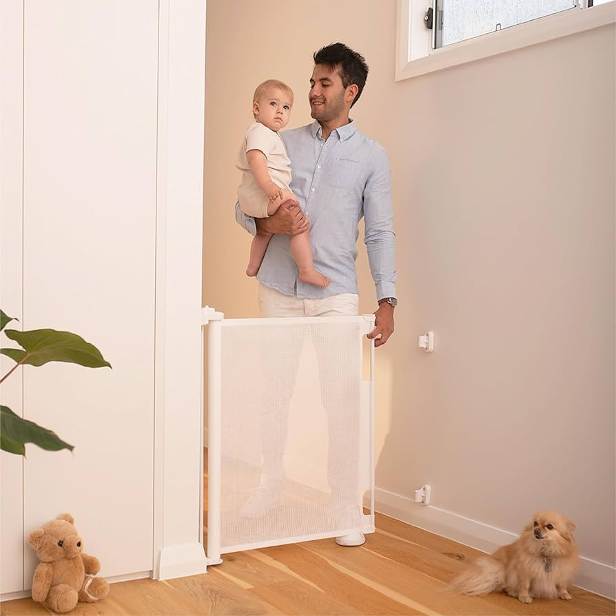 Retractable Baby Gate Perma Child Safety 33" Tall x 55\u201d Wide, Mesh, for Stairs, Doorways, Do... | Amazon (US)
