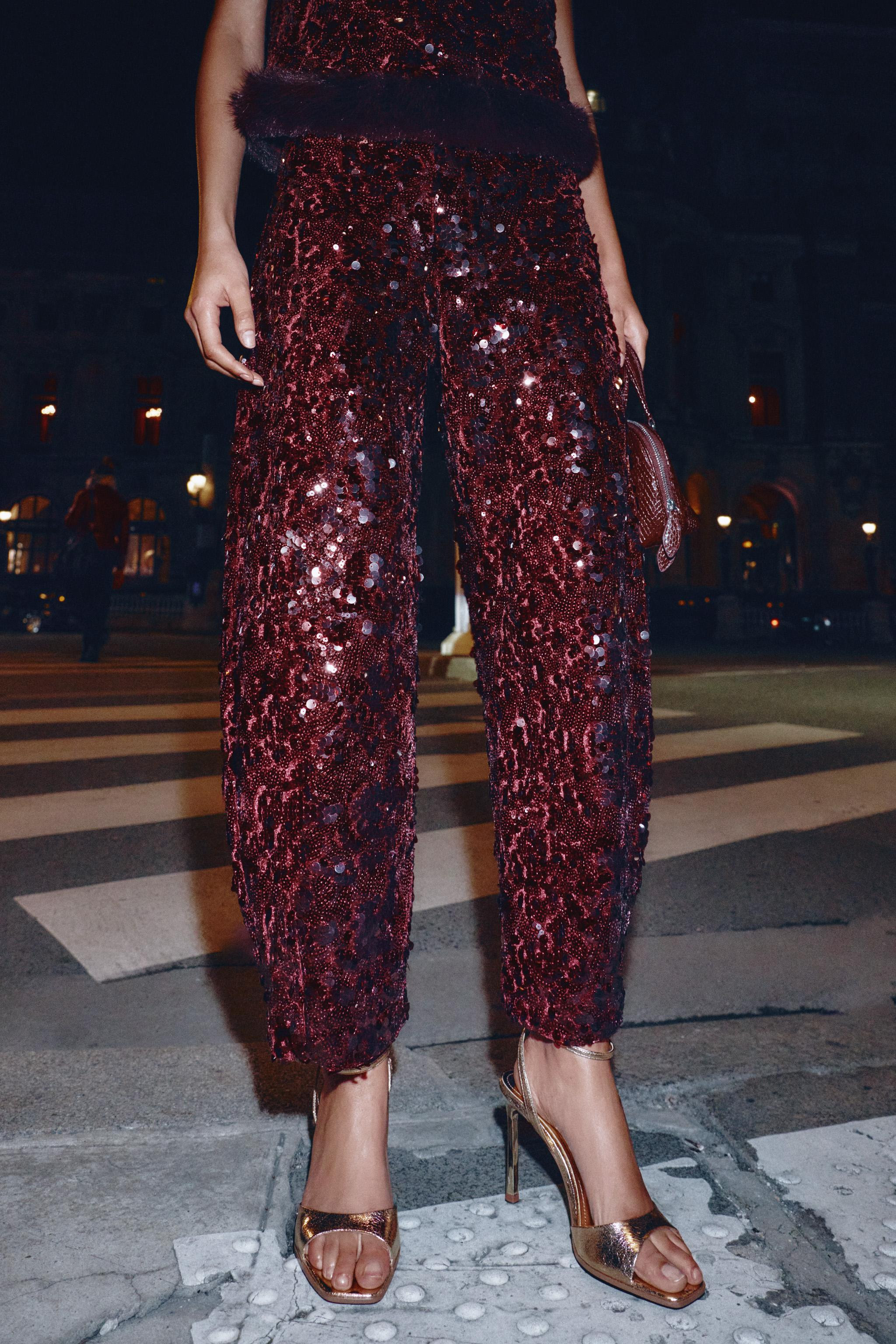 SEQUIN BARREL PANTS | Zara US
