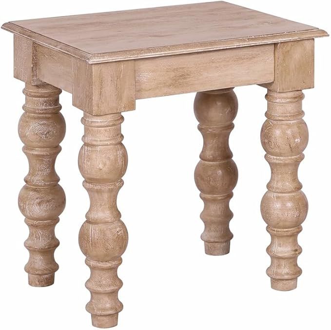 James Turned Leg Farmhouse Wood Side Table in Natural | Amazon (US)