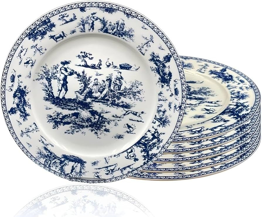 W&S CLASSICS Classic French Luxury Round Dinner Plates | 10.5 Inches Colorful Ceramic Flat Plates... | Amazon (US)