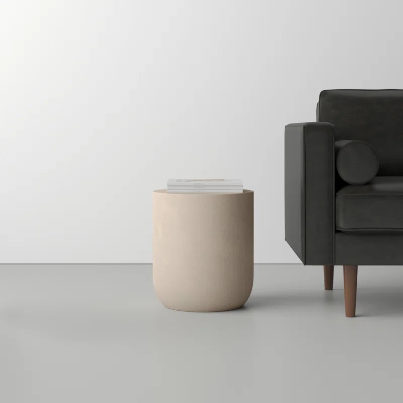 Elise Concrete Top Drum End Table | Wayfair North America