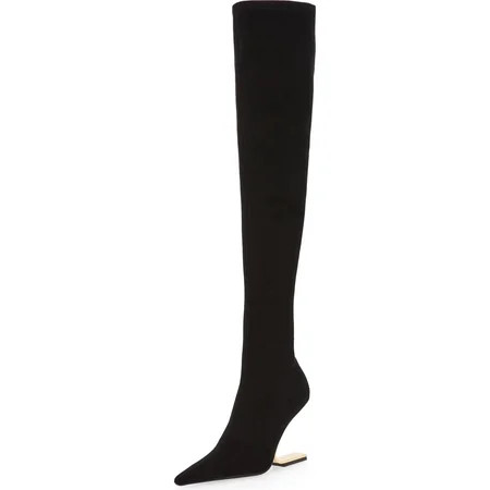 Jeffrey Campbell Compass-OK Black Suede Black Pointed Toe Over the Knee Boots (Black Suede Black 6) | Walmart (US)
