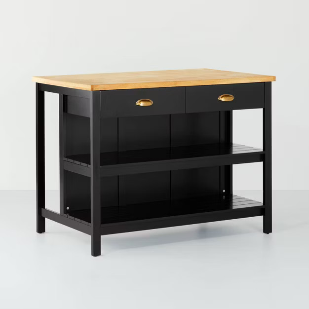 Wood Kitchen Island Table with Storage Black/Natural - Hearth & Hand™ with Magnolia | Target