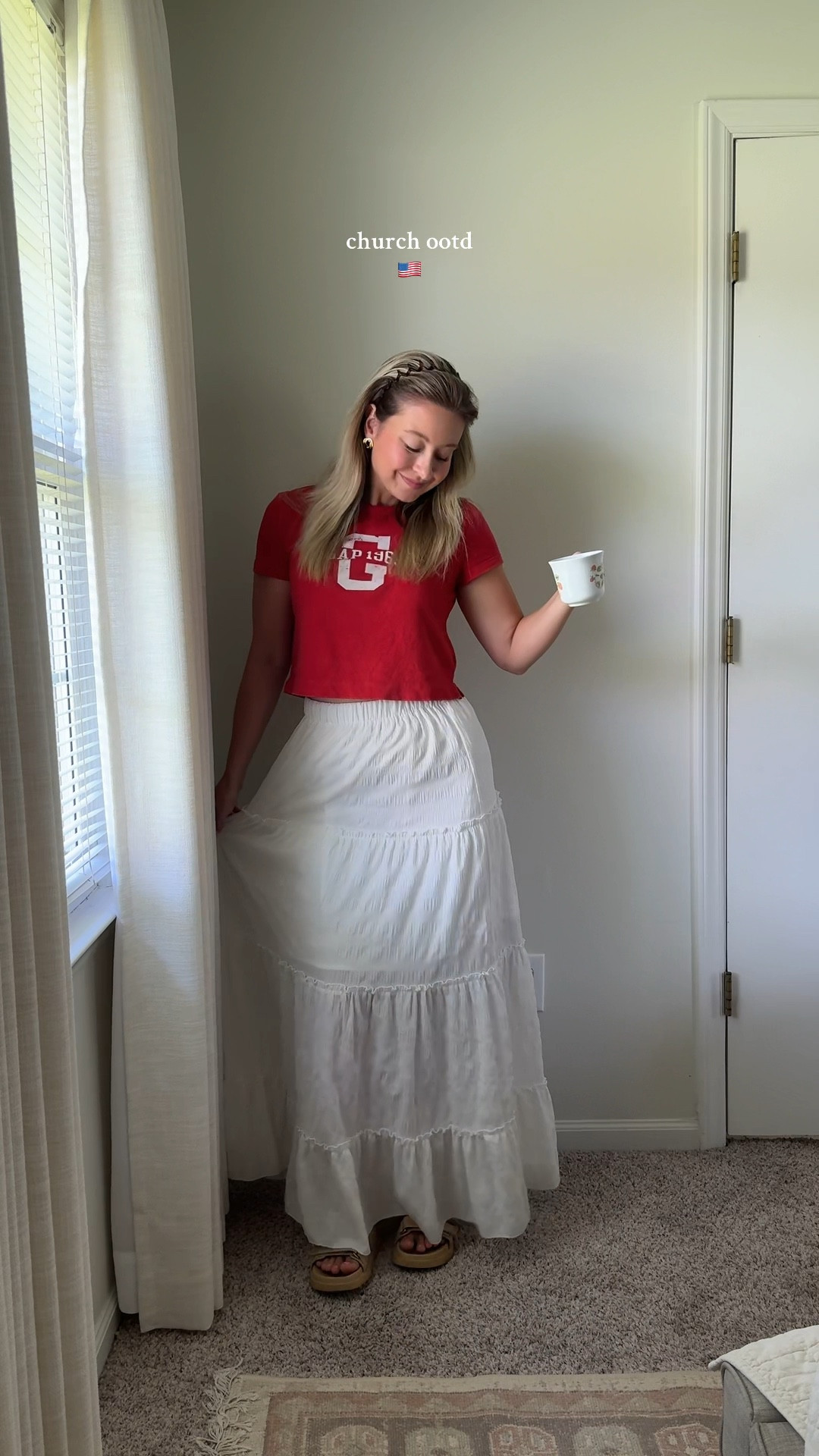 A flowy white skirt with a casual tee is my favorite summer combo 🥰 wearing a medium in the skirt for a more oversized fit and a XS in the top 