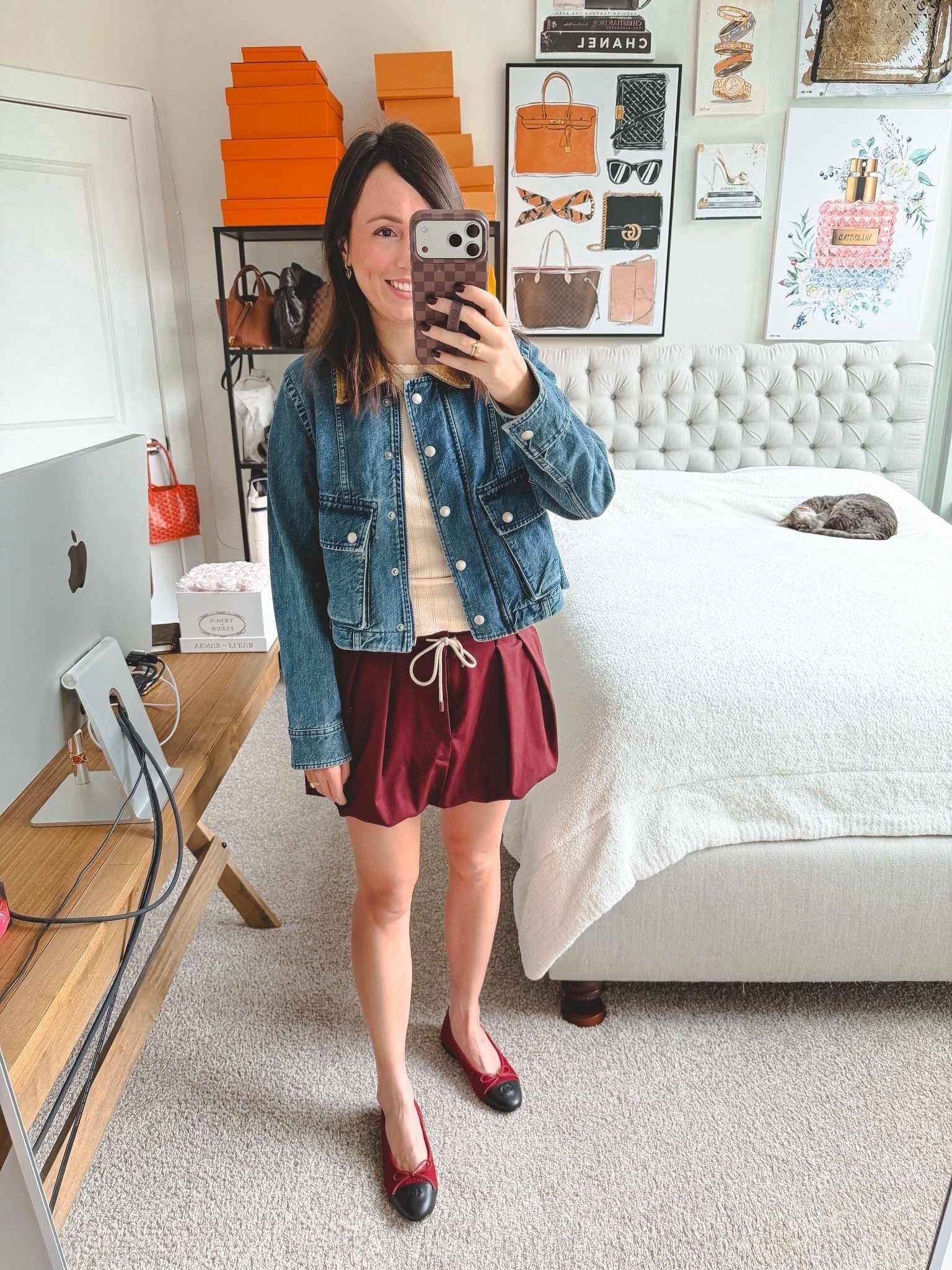 The cutest trapeze denim jacket! Obsessed with the corduroy collar for fall! Wearing with a little bubble skirt



#LTKSeasonal #LTKStyleTip #LTKFindsUnder100