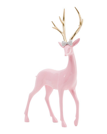 Resin Standing Reindeer With Bow | TJ Maxx